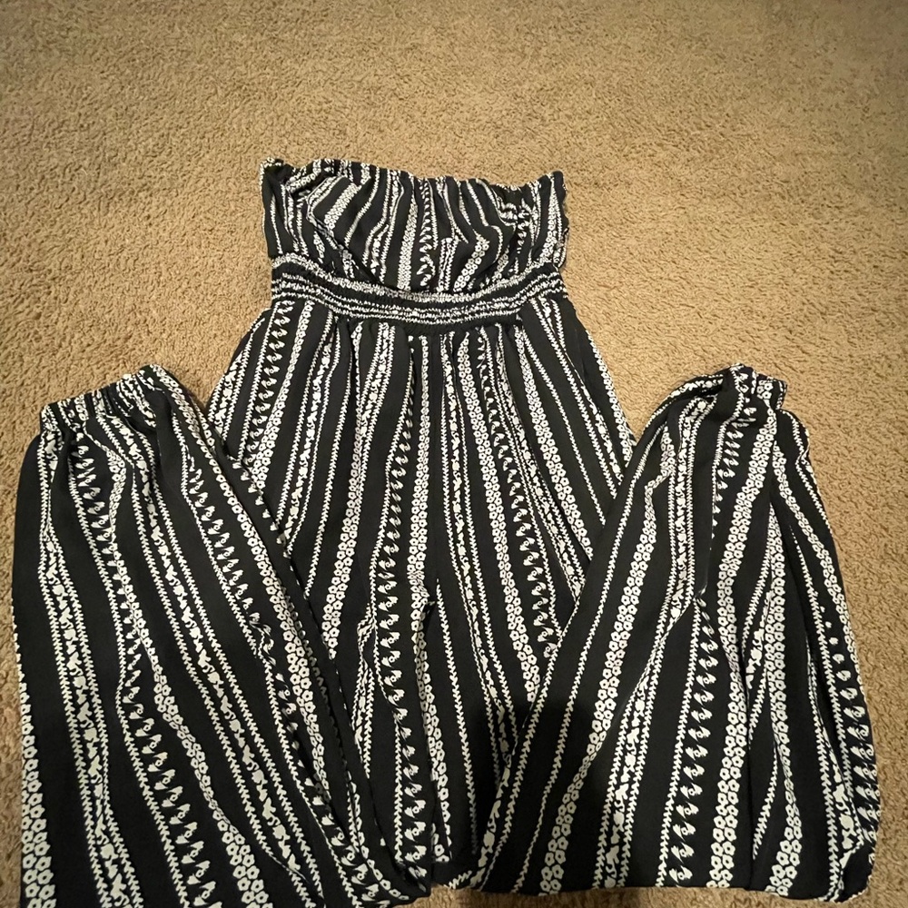 Black and White Striped Jumpsuit